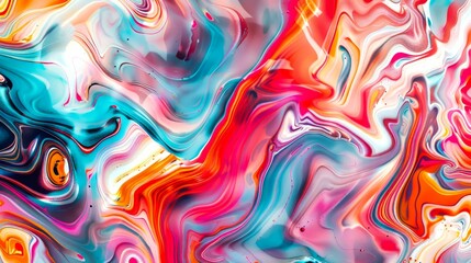 Abstract Swirling Pattern of Vibrant Colors in Liquid Form