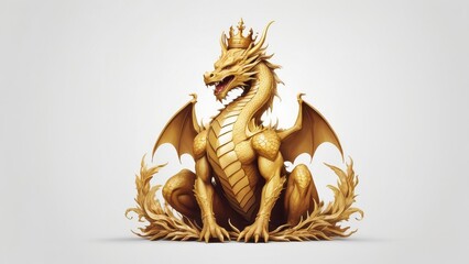 chinese dragon statue isolated golden dragon head angel and devil