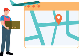 A delivery boy holding a parcel.