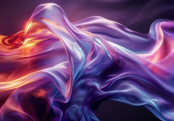 Abstract flowing fabric with vibrant colors and smooth lighting, ideal for backgrounds, design inspiration, or technology themes in marketing and advertising materials,