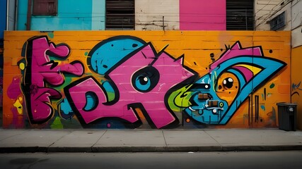 "Transform your imagination into a vibrant abstract graffiti wall backdrop, bursting with colors and shapes that will bring your pop art concept to life."