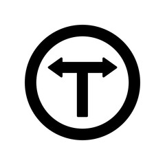 T intersection road sign icon. vector isolated on white background, simple and modern design.