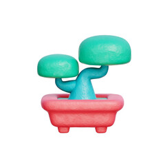 Bonzai, Japanese elements, Asian culture, 3D rendering.