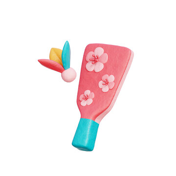 Hanetsuki, Japanese elements, Asian culture, 3D rendering.