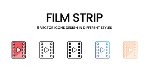 Film Strip icons set five different style vector stock illustration