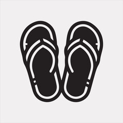 slippers outline Vector silhouette illustration icon on a white background