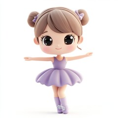Obraz premium Kawaii Clay Ballerina Icon: 3D Model for Blender with Colorful Design