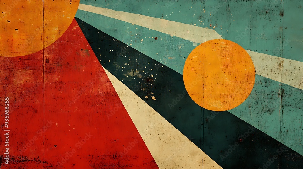 Poster abstract geometric pattern with distressed texture, offering a modern and edgy design perfect for cr