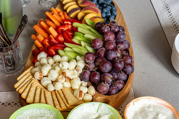 photo with food from a birthday party, table decorations, holiday celebration