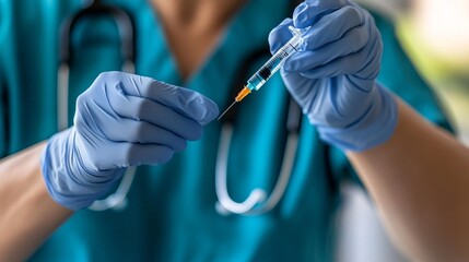 A paper cutout of a healthcare worker administering a vaccine symbolizing the importance of immunization and preventive care in healthcare Stock Photo with copy space