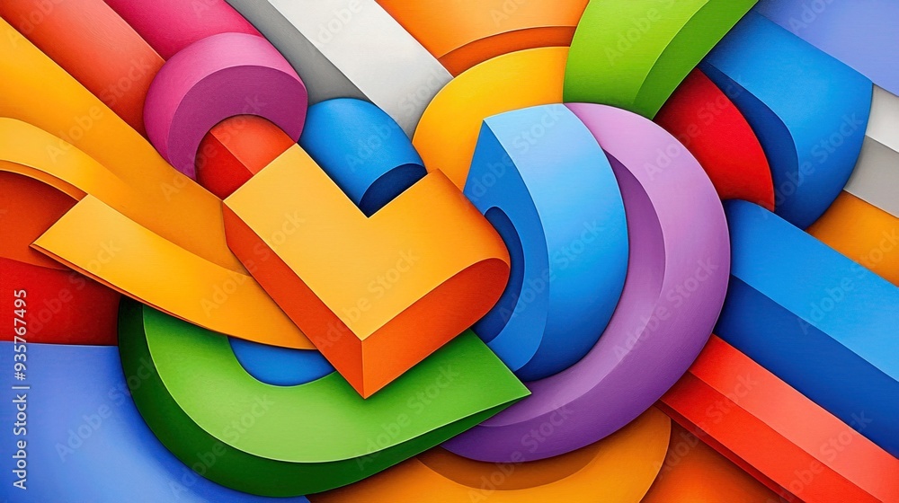 Canvas Prints vibrant abstract design featuring colorful shapes and curves, perfect for backgrounds and creative p