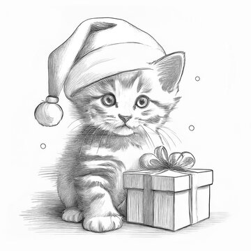 Christmas New Year children's coloring page with cute animals