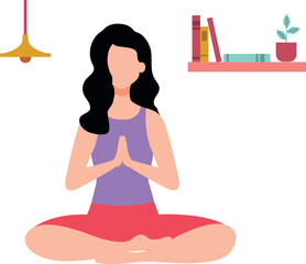 Girl relieves stress through yoga.