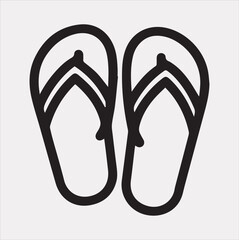 slippers outline Vector silhouette illustration icon on a white background