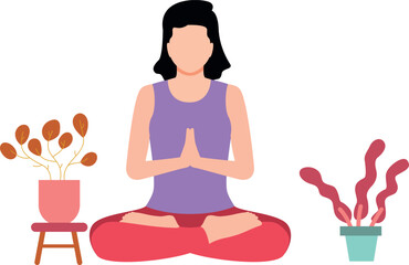 The girl is doing yoga.