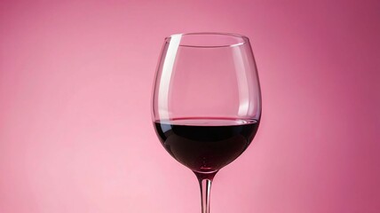 Close-up of a glass of red wine against a pink background. The elegant composition highlights the sophistication and allure of wine. 