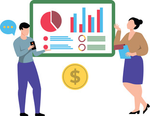 A boy and a girl are working on a dollar graph.