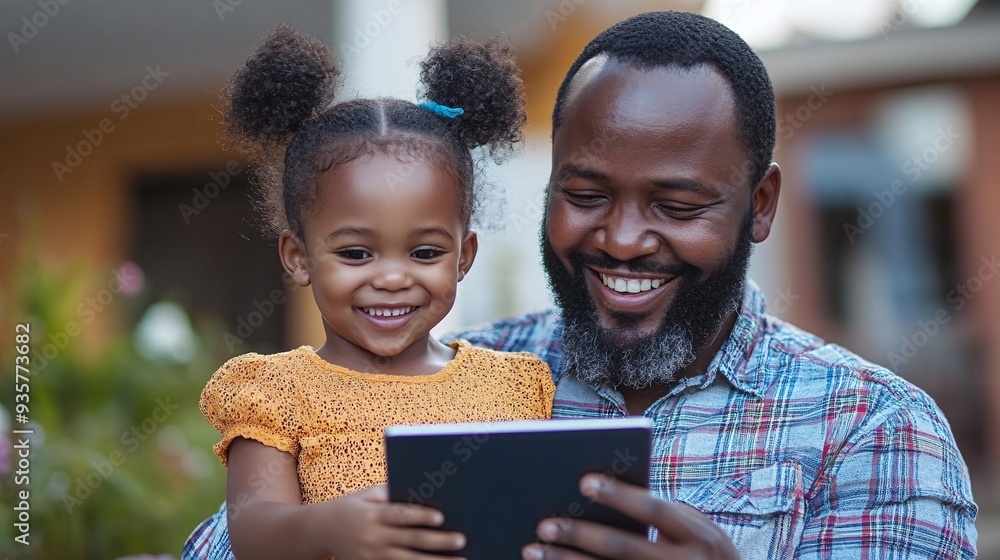 Poster a child using a tablet to video chat with a grandparent, smiling brightly and sharing stories, bridg