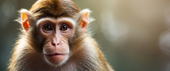Close-up Portrait of a Young Monkey with Curious Eyes