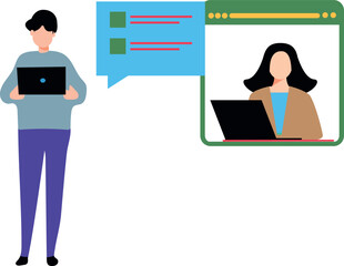 Boy and girl talking online.