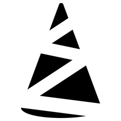 Birthday Party Hat Silhouette. Flat Vector Illustration Isolated on White Background.