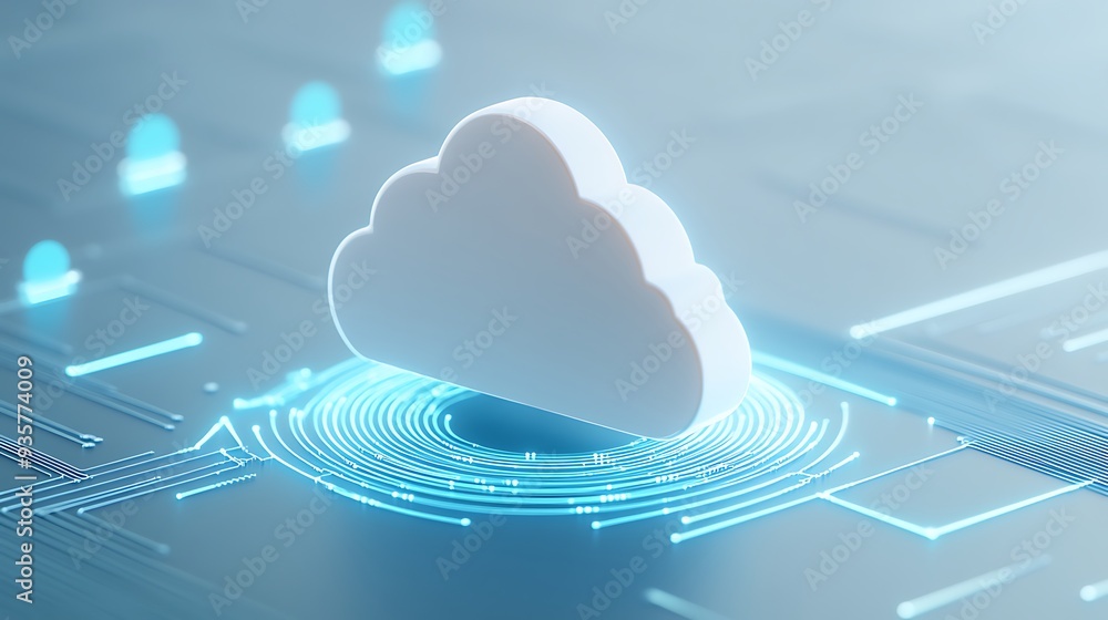 Aufkleber digital cloud technology concept with glowing elements on a futuristic interface. represents data st