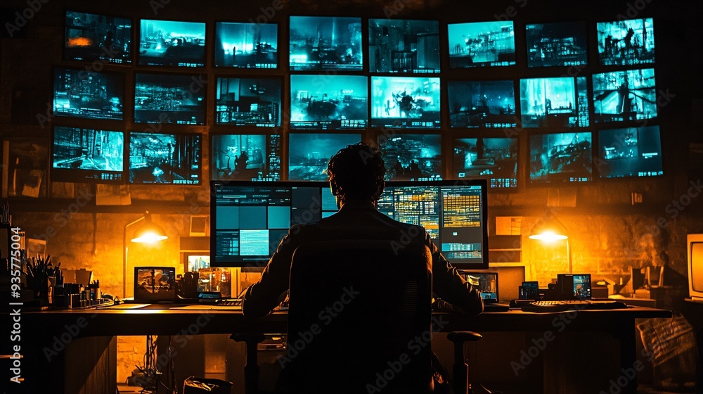 Poster A remote worker sitting in a home office, participating in a virtual team meeting with colleagues from around the world, demonstrating the flexibility and global reach of modern work environments