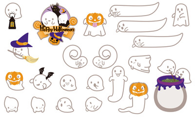 Ghost illustration set without background