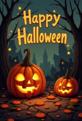 Trick or Treat: Spooky Halloween Party Invitation, Candy Corn and Bats 
