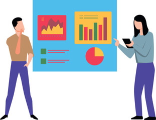 The girl is working on a chart graph.