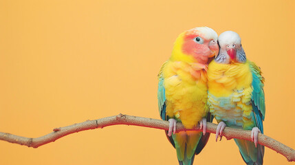 Pastel lovebirds. © Vika art