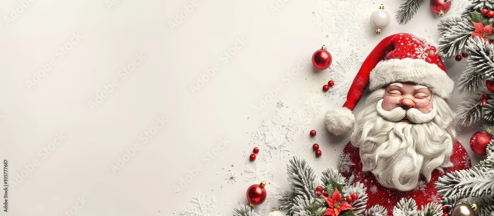 Poster christmas and new year humorous santa claus on a white background. copy space image. place for addin