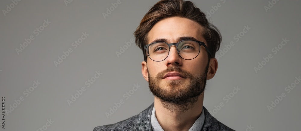 Aufkleber portrait of a young professional against a gray backdrop. copy space image. place for adding text an