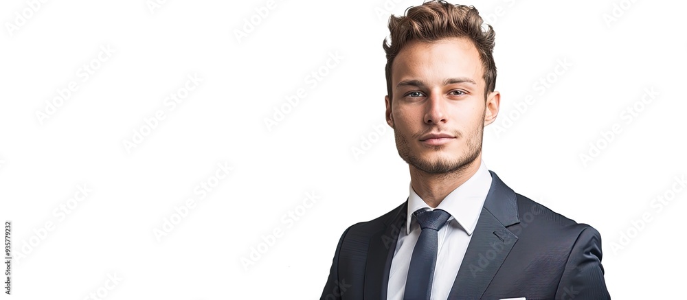 Poster attractive young businessman in a suit set against a white background. copy space image. place for a