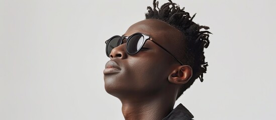 Portrait of a self assured young man with sunglasses set against a white background. Copy space image. Place for adding text and design