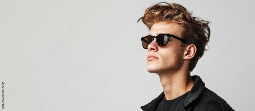 Aufkleber portrait of a self assured young man with sunglasses set against a white background. copy space imag