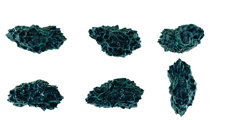 Abstract Teal Rocks on transparent background, Digital Art