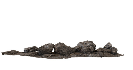 Collection of grey and pink rocks with on transparent background