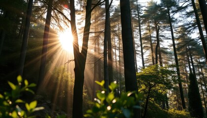 Fototapeta premium Forest mural wallpaper design art, ai