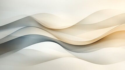 Fototapeta premium A soft and elegant abstract design featuring flowing waves in soft beige, gray, and cream tones, creating a serene and harmonious atmosphere
