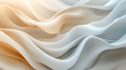Obraz premium An abstract representation of soft, flowing fabric in gentle waves, showcasing a blend of light and soft colors with a serene and calming aesthetic