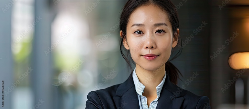 Poster portrait of an asian business professional. copy space image. place for adding text and design