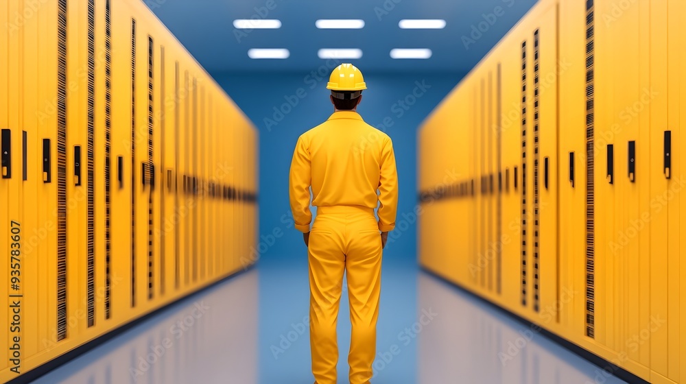 Aufkleber server room technician ensuring robust data handling capabilities
