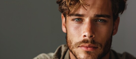 Portrait of a handsome man. Copy space image. Place for adding text and design