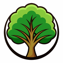 A modern, popular logo of a tree for nature conservation. white background