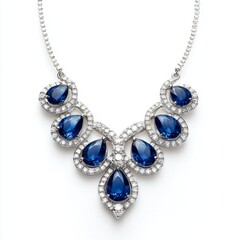 Obraz premium Ocean Inspired Sapphire & White Gold Necklace: Elegance in Detail