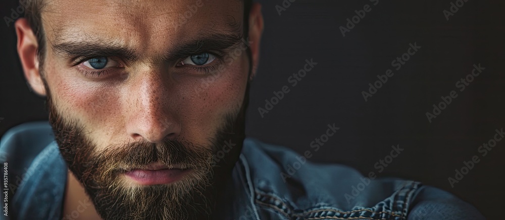 Poster portrait of an attractive man. copy space image. place for adding text and design