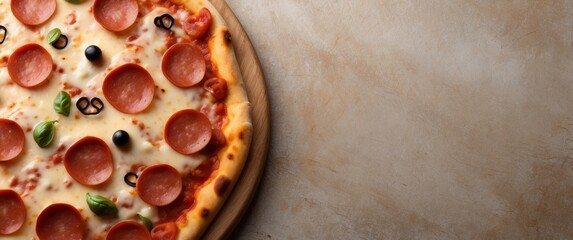 Close-up of Pepperoni Pizza Slice on Wooden Board