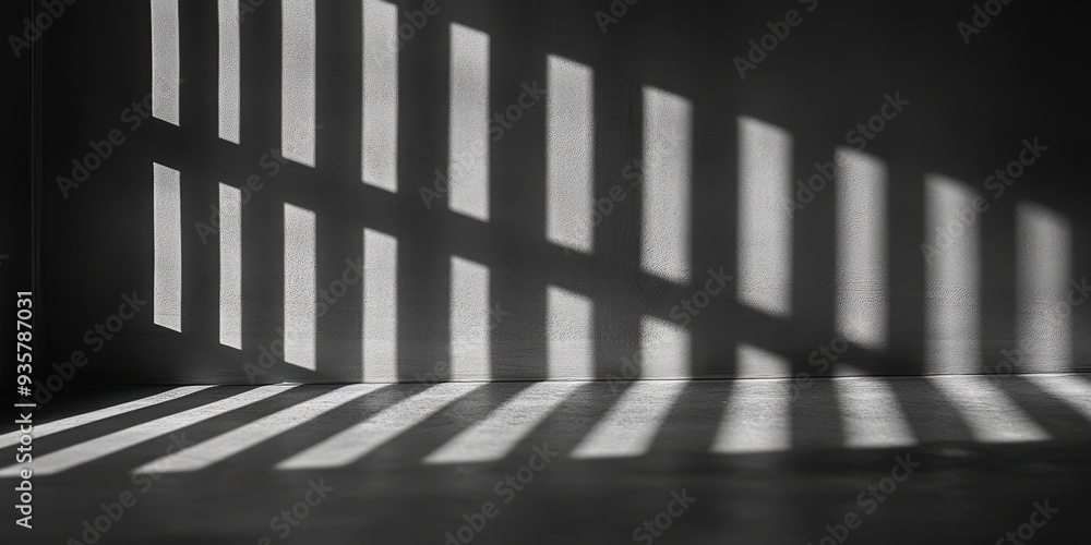 Poster light and shadow play on a wall and floor