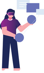 The girl is wearing VR glasses.